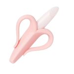 MASTELA Silicone Banana Shaped Teething Baby Toothbrush/Teether for Baby/Toddlers/Infants (Pink, Pack of 1)