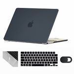 Se7enline Compatible with 13 inch MacBook Air M2 2022 Case for Mac Air 13.6-inch A2681 Laptop Hard Shell Case with Keyboard Protective Cover(UK Layout) & Webcam Cover & Trackpad Protector,Matte Black