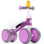 Baby Balance Bike for 1 Year Old Boys Girls Gifts, 10-24 Months Toddler Balance Bike with Duck Bell, No Pedal 4 Wheels Infant Baby Walker Balance Bike, Ride On Toys for 1 Year Old - One Size