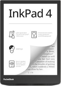 PocketBook InkPad 4 | Eye-Friendly Audio & E-Book Reader | Large 7.8ʺ E-Ink Display | Anti-Scratch Protection | Text-to-Speech Function | Bluetooth® | Built-in Speaker | SMARTlight | IPX8 Waterproof