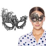 Masquerade Masks Venetian Party Mask Black Metal Masquerade Mask for Women Halloween Mask Mardi Gras Mask