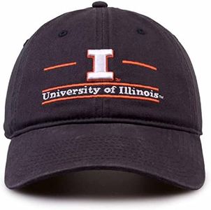 Illinois Garment Washed Bar Hat - Embroidered NCAA Cap Navy