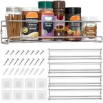 HOAENTSA Spice racks Organiser 4 Tier Metal Wall Mounted kitchen Spice shelf for Kitchen&inside cupboard Spice Jars and Condiments tidy Storage (Silver)