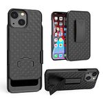 HIDAHE Holster Case Compatible with iPhone 13 Mini 5.4'', Combo Shell & Holster Slim Shell Case for Men with Built-in Kickstand + Swivel Belt Clip Holster for Apple iPhone 13 Mini 2021 ONLY, Black