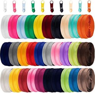 Hoteam 90 Yards 30 Pcs Sewing Zippers Bulk #5 Nylon for Sewing Assorted Colorful Nylon Coil Zipper with 300 Plastic Zipper Sliders Heads for DIY Sewing Tailor Crafts Supplies, 30 Color