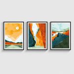 COLOSSAL ART HOUSE Framed Art Painting/Posters 13x17 Inch Frames for Wall Decoration, Set of 3 Brown Framed Art Prints/Posters for Bedroom, Living Room Wall Decor