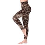 SINOPHANT High Waisted Leggings for Women, Buttery Soft Elastic Opaque Tummy Control Leggings, Plus Size Workout Gym Yoga(Leopard1,S-M)