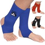 AQF MMA Ankle Support Muay Thai Foot Brace Guard Kick Boxing Sprains Achilles Tendon Pain Relief Protector Elasticated Breathable Compression Sleeve (Blue, L)