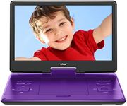 ieGeek 15.9'' Portable DVD Player with 14.0'' Swivel Screen, 6 Hrs Rechargeable Battery, Car DVD Player, Sync TV, Region Free, Support USB/SD Card, High Volume Speaker, Remote Control, Purple