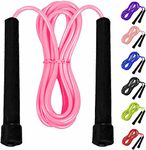 LUMAZU Adjustable Skipping Rope for Adults Kids Non-Slip Handle Home and Gym Tangle Free Jump Rope for Fat Burning, Speed Training, Fitness Workout, Crossfit Boxing, MMA Warm up Speed Rope (Pink)