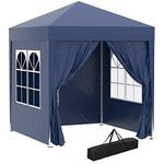 Outsunny 6.6'x6.6' Pop Up Canopy Tent with Sidewalls, Instant Sun Shelter Camping Gazebo with Carry Bag, for Outdoor, Garden, Patio, Blue