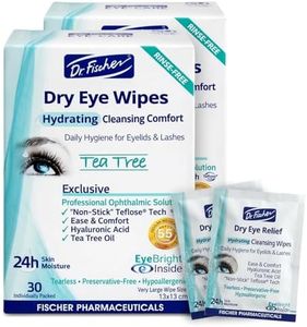 Dr. Fischer Tea Tree Eyelid Wipes for Dry Eyes - Gentle Eye Wipes for Everyday Eye Conditions and Hypoallergenic Makeup Remover (60 Wipes)