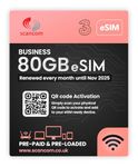 Three 80GB Data e-SIM - 5G Business-Grade Data Renewed Monthly until 8th November 2025 - Perfect for Wifi Routers, Tablets & Phones (80GB eSIM Until 8th November 2025)