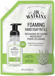 J.R. Watkins Aloe and Green Tea Foaming Hand Soap Refill Pouch, Scented Foam Handsoap for Bathroom or Kitchen, USA Made and Cruelty Free, 828 Milliliters