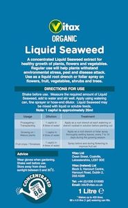 Vitax Organic Liquid Seaweed Fertilizer, 1L – Concentrated Plant Feed
