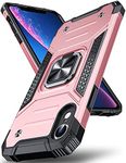 DASFOND Designed for iPhone XR Case, Military Grade Shockproof Protective Phone Case Cover with Enhanced Metal Ring Kickstand [Support Magnet Mount] for iPhone XR, Rose Gold