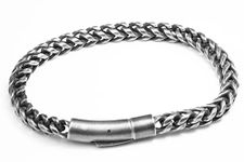 THE MEN THING FRANCO LINK DUSKY - 6mm Pure Stainless Steel Bracelet, American trending - Biker Punk Style Bracelet for Men & Boys (8 inch)