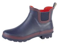 StormWells Womens Waterproof Ankle Wellington Boots With Textile Lining And Rubber Sole Navy/Red 6 UK