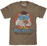 Tee Luv Mr Owl How Many Licks T-Shirt - Vintage Tootsie Pop Graphic Tee Shirt (LG) Brown Heather