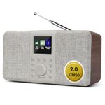 MangoKit MD5 Stereo DAB Radio with Bluetooth, 2.4" Colour Display–Portable Digital Radio w/DAB/DAB+/FM, True 2.0 Dual Speakers, 40 Presets,Alarms&Snooze & Sleep, USB-C Mains or AA Battery Power-Walnut