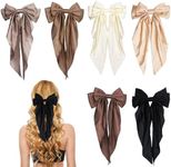 6 Pack Large Bow Hair Clips, Big Hair Bows for Women Satin Hair Ribbons Hair Barrette with Long Tail