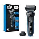 Braun Series 5 Electric Shaver, With Precision Trimmer Attachment For Moustache & Sideburns Trimming, 100% Waterproof Electric Razor for Men, 2 Pin Bathroom Plug, 50-B1200s, Blue Razor