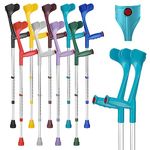 Ossenberg Classic Open Cuff Ergonomic Grip Elbow Crutches – Turquoise – Pair | Lightweight Height Adjustable Economy Comfort Coloured Forearm Crutches for Adults Men & Women Mobility and Walking Aids