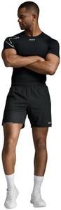 2XU Men’s Compression Short Sleeve Top, Compression Shirt for Running, Training & Recovery - Small Black/Silver