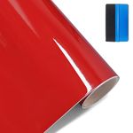 NewL High Gloss Red Vinyl Film Wrap Sticker Decal DIY Self Adhesive Air Release Bubble Outdoor Rated for Automotive Use (30cm x 300cm)
