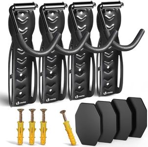 VOUNOT ® Lot de 4 Support de Vélo Mural en Forme L Crochets de Mur Robustes avec Rotation 300° Coussinets de Protection pour Garage Maison Support Mural de Rangement Robuste Noir