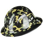 ILM Carbon Fiber Full Brim Hard Hat for Men with 4-8 Point Suspension OSHA and ANSI Construction Safety Hat Model MS401, Camouflage Green