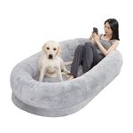 Xifamniy Human Dog Bed for Adults,Large Dog Bed,Dog Beds for Large Dogs and Humans,Super Soft and Comfortable Pet Bed,Dog Beds with Non-slip Bottoms Blankets and Pillows,Grey, 185 * 110 * 30CM