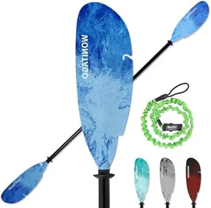 WONITAGO Angler Kayak Paddles Aluminum Paddle with Plastic Blades and Paddle Leash, Floating Adjustable Fihsing Kayak Oars, 3 Piece, 230-250cm/90-98 inch Blue