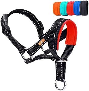 Dog Head Collar, Head Collar with Reflective Strap to Stop Pulling for Small Medium and Large Dogs, Adjustable (M, Red)