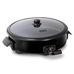 Dash Family Size Electric Skillet with 14 inch Nonstick Surface + Recipe Book for Pizza, Burgers, Cookies, Fajitas, Breakfast & More, 20 Cup Capacity, 1400-Watt - Black