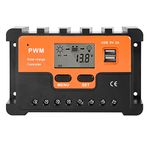 DEWIN Solar Controller, PWM Solar Charge Controller 40A 12V 24V Solar Panel Battery Regulator Dual USB 5V Output with LCD Display, 10-60A