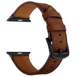 CINORS Leather Band Compatible with Apple Watch Vintage Classical Bands Dark Brown Replacement Strap for iWatch Series 4 3 2 1 Nike Space Black Grey 42mm 44mm Men, Brown