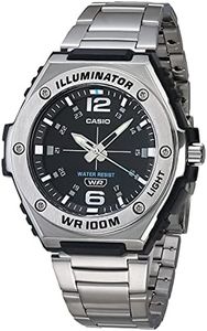 Casio Men's Heavy Duty Analog Quartz Stainless Steel Strap, Silver, 42 Casual Watch (Model: MWA-100HD-1AVCF)