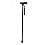 Vissco Avanti T-Shaped Aluminum Walkig Stick with Light Weight & Height Adjustable Walking Aid, for Elderly & Those Physically Challenged, Durable Soft Rubber Shoes for Grip - Universal (Black)