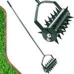 Lawn Aerator, Upgraded Manual Aerator Lawn Tool w/Detachable Steel Handle, Grass Aerator w/33 Tine Spikes, Lawn Aeration Machine for Garden, Yard, Cropland to Loose Soil.