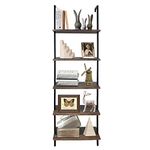 aboxoo Ladder Shelf Open Bookshelf 5-tier Wood Wall-mounted Bookcase Storage Rack Open back Industrial Modern Plant Flower Stand Utility Organizer Bookcase Metal Frame Furniture Office Kitchen Bedroom