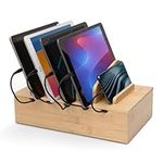 Prosumer's Choice Natural Bamboo Charging Station Rack for Smartphones and Tablets | Simple All-in-one Organizer, with Removable Dividers, Perfect to Work from Home