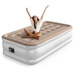 NatraCalm Twin Air Mattress with Built in Pump Raised, Blow up Mattress for Guest Home Camping, Inflatable Mattress Twin Size in 2 Mins Self Inflation, Compact Portable Air Bed, colchones inflables