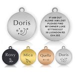 Personalised Dog Tags for Pets Engraved UK Cat Dog Name Tag Identify Tag for Pet Doggy Kitten Kitty Puppy Deep Engraved Scratch Resistant ID Tag Choice of Sizes & Colours & Shapes (Silver Round)