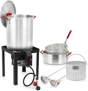 GarveeLife Turkey Fryer Set, 30 Qt Turkey & 10 Qt Fish Fryer Boiler Steamer, 54,000 BTU Output Burner, Thermometer, Turkey Rack & Lifting Hook, Versatile Turkey Fryer for Camping, Outdoor Parties