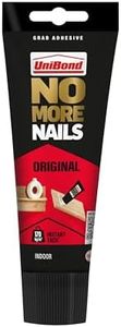 UniBond No More Nails Original White High Strength Grab Adhesive, Heavy Duty Mounting Glue for Wood, Brick, Metal, Ceramic & Plaster, Instant Grab Interior Use, 1 x 175 ml Tube