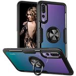 Phone Case for Huawei P20 Pro Case Design 360 Rotating Ring Holder Stand Magnetic, Transparent Clear Hard PC Soft TPU Protective Back Cover, Slim P20 Pro Case Huawei P20 Plus Case 2018 6.1 inch-Black