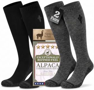 Heat equation Alpaca Compression Socks for Men & Women, 15-20 mmHg Knee High Graduated Circulation Support, Moisture Wicking L/XL Black&Charcoal Gray