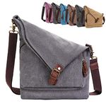 AmHoo Canvas Crossbody Bag for Women Genuine Leather Messenger Purse Handbags Shoulder Bag Hobo Totes Unisex