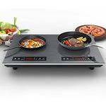 VBGK Double Induction Cooktop, 4000W Portable Induction Cooktop with 2 Burner, 9 Levels Settings,110V Induction Burner with LCD Touch Screen and Child Safety Lock & Timer